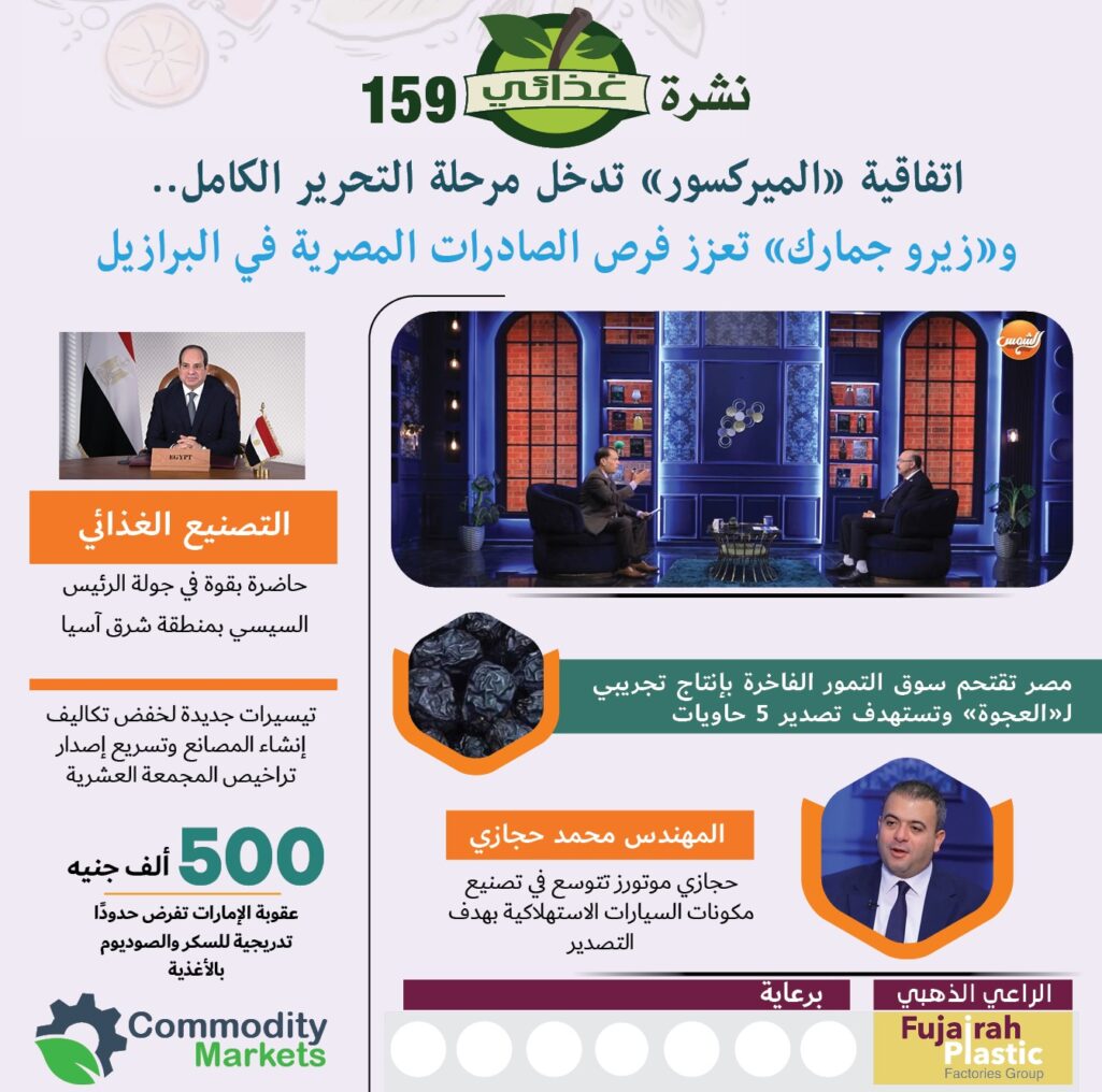 اقرأ في العدد الجديد من نشرة غذائي (159) ... "اتفاقية الميركسور" تدخل مرحلة التحرير الكامل للتجارة 4 اقرأ في العدد 159 من نشرة غذائي